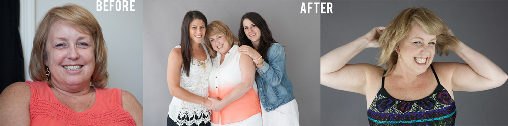 Before and After shots of a Mother and her Daughters taken at a professional photo studio in Leesburg, Virginia inside of Loudoun County.